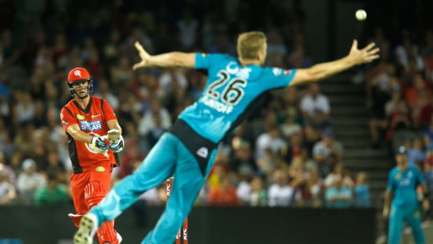 The Heat's Andrew Flintoff fails to effect a catch.