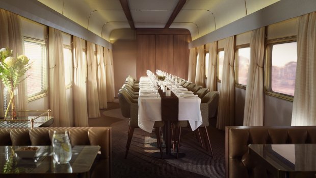 Special occasions can be celebrated in the platinum club banquet dining section of the Indian Pacific train.