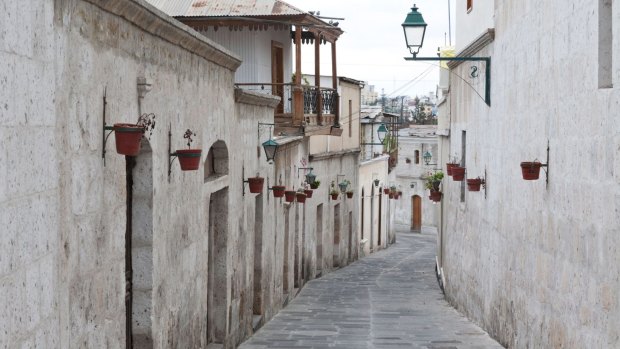 Colonial architecture in Arequipa, Peru.