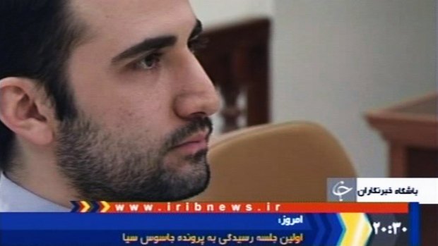 Freed: Former US marine Amir Hekmati, accused by Iran of spying for the CIA, sits in Tehran's revolutionary court, in 2011.