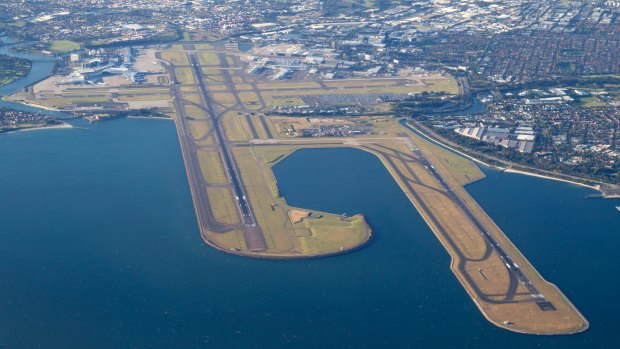 Aerial view of Sydney Airport.