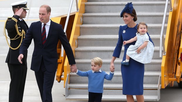 Prince William, Duke of Cambridge, Catherine, Duchess of Cambridge, Prince George of Cambridge and Princess Charlotte of Cambridge arrive in Victoria, Canada.