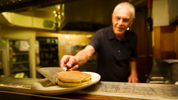 Philip Barton of Capital Pancakes, formerly the Pancake Parlour, demonstrating how to make a pancake. 