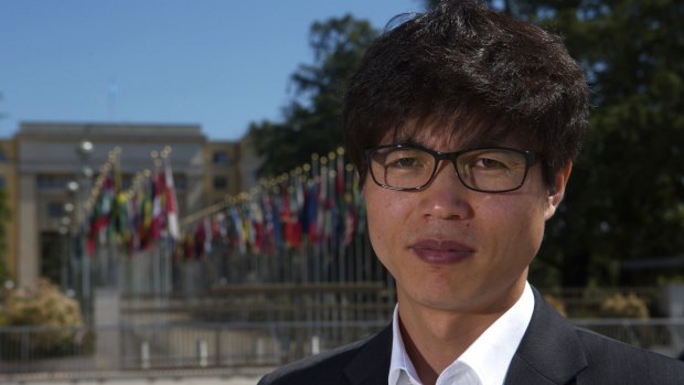 Partial retraction: Shin Dong-hyuk poses after an interview in Geneva in this June 5, 2013 file photo.
