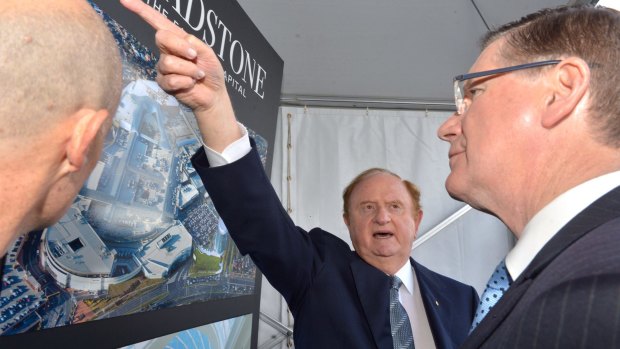 Victorian Premier Denis Napthine and owner of Chadstone shopping centre John Gandel at the sod turning ceremony  of Chadstone shopping centre expansion. 