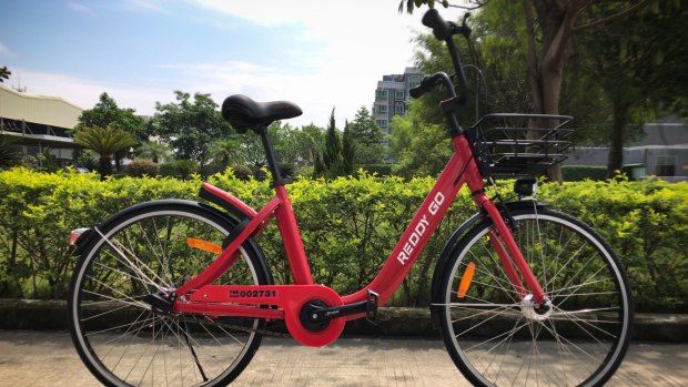 The red Reddy Go bike model that will be rolled out in Sydney.