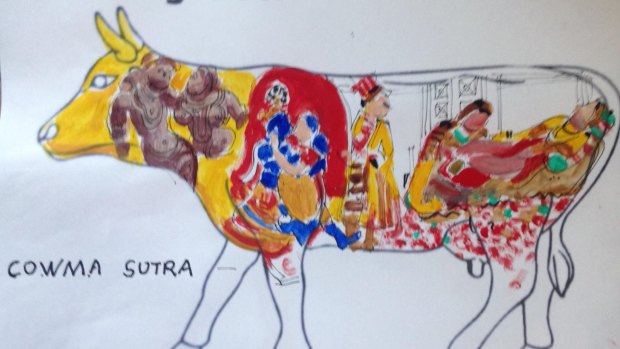Fremantle artist Ian de Souza's 'cow-moo-sutra' idea.  