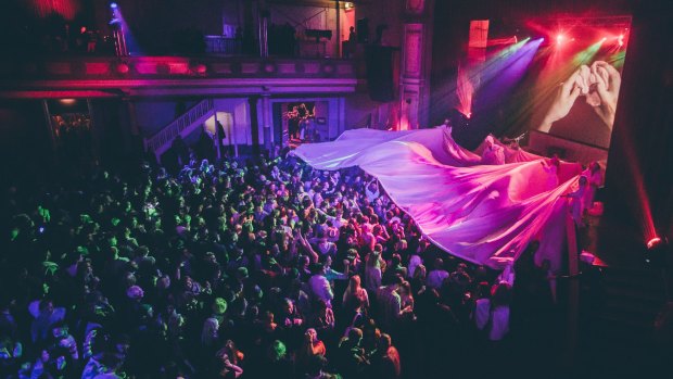 Party-goers at Dark Mofo 2016 in Hobart.