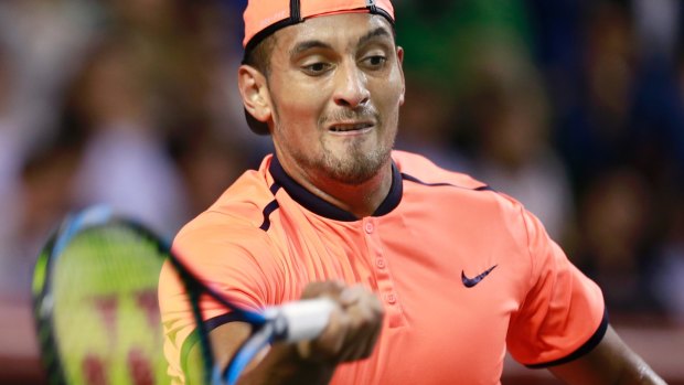 On fire: Nick Kyrgios extends his winning streak to six after a win in the Shanghai Masters.