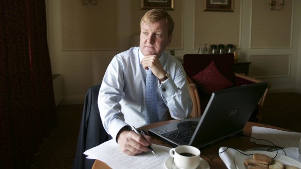 Charles Kennedy prepares his conference speech at a hotel in Blackpool in 2005. 