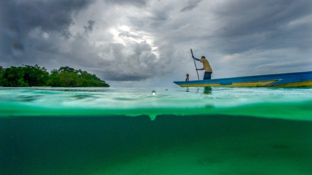 A gondola runs to Taro, the capital of the Choiseul province of the Solomon Islands. Taro's population will have to move to the mainland because of climate change.