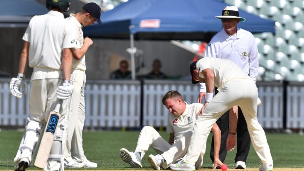 England's Jake Ball sprained his ankle.