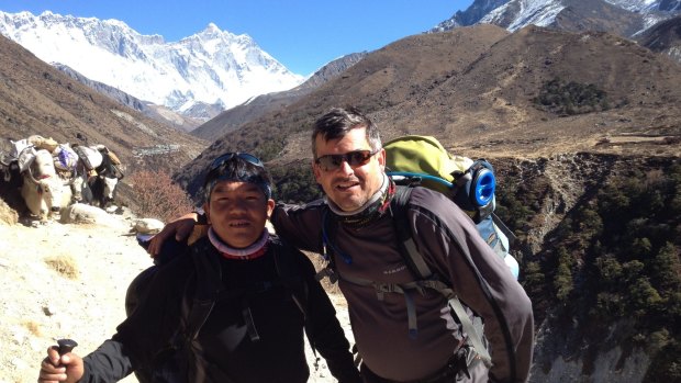 Pema Tendi and Sam McCardel. McCardel has been fundraising to help rebuild Pema Tendi's village in Nepal.
