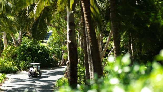 Golf buggies are the usual way to get around on Hamilton Island.