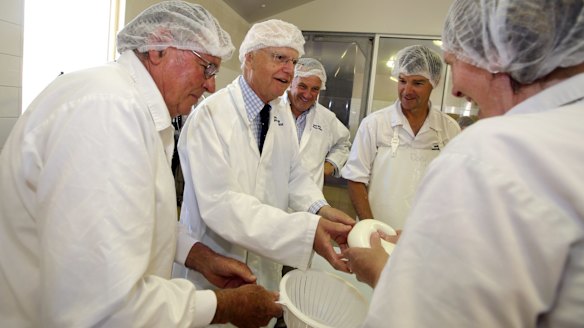 Victorian Governor Alex Chernov at the Shaw River Buffalo Cheese plant in Yambuk.