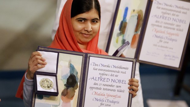 "I want there to be peace everywhere": Nobel laureate Malala Yousafzai.