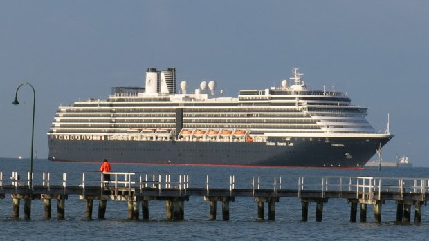 A cruise liner arrives at Melbourne's Station Pier.