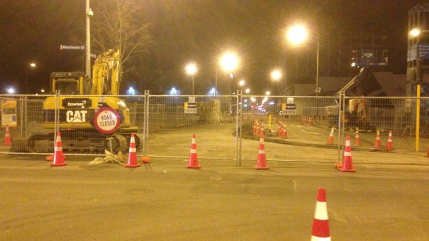 Night life: part of the Christchurch CBD in September 2016, more than five years after the earthquake.