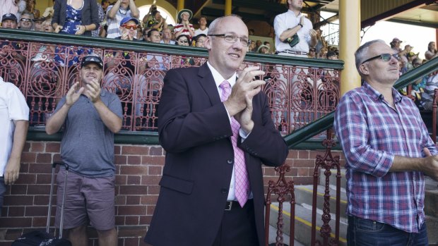 Cricket tragic Luke Foley enjoys time in the members' enclosure at the Sydney Cricket Ground.