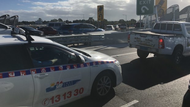 Traffic was gridlocked around Perth Airport on Sunday morning.