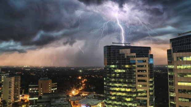 Lightning strike over Chatswood.