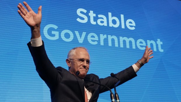 Prime Minister Malcolm Turnbull makes a pitch on government stability at his campaign launch.