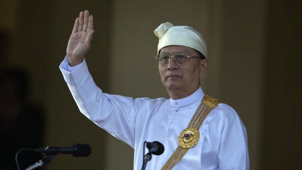 Myanmar's president Thein Sein waves during a ceremony in January. 