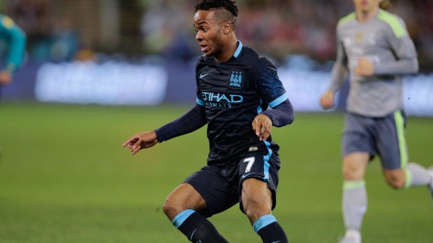 Big gun: Raheem Sterling made his debut for Manchester City on Australian soil last year.