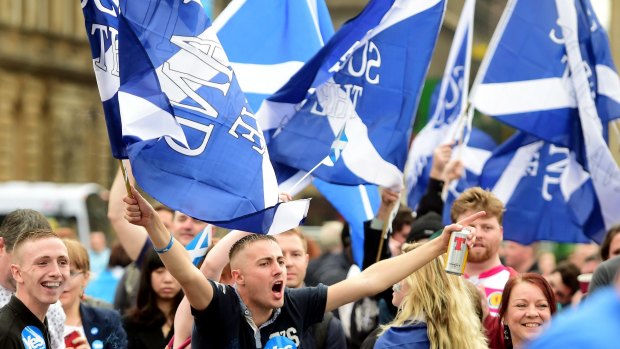 'Yes' campaigners rallying for Scottish independence in 2014.