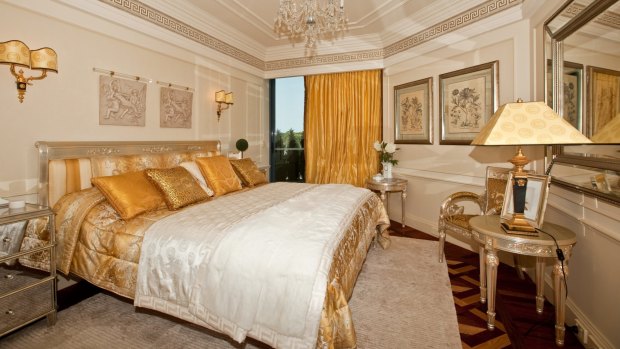 The lavish bedroom.
