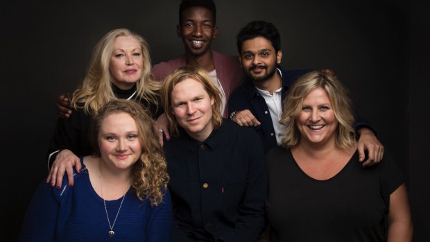 Clockwise from bottom left: Australia's Danielle Macdonald with <i>PattiCake$</i> co-stars Cathy Moriarty, Mamoudou Athie, Siddharth Dhananjay and Bridget Everett and writer/director Geremy Jasper