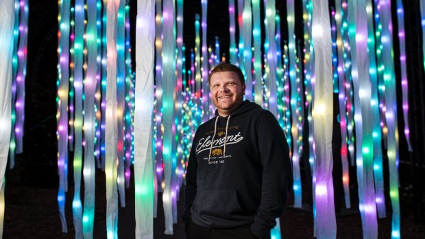 Technical designer Clint Dulieu who programs some of Nightfests lighting instillations standing in The Vines.