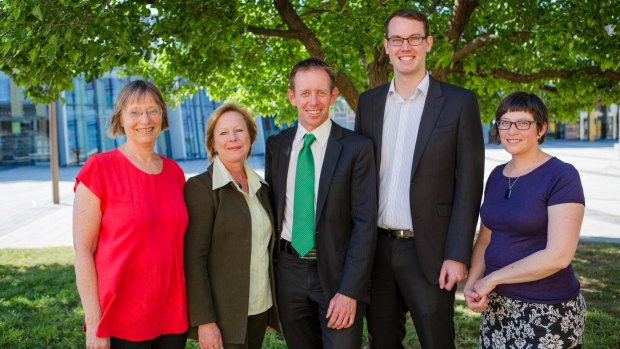 The Green's five lead candidates in the 2016 election,  Caroline Le Couteur, Veronica Wensing, Shane Rattenbury, Michael Mazengarb and Indra Esguerra. A review has found significant unhappiness in the party as the handling of undisclosed incidents, and at the way decisions were made.