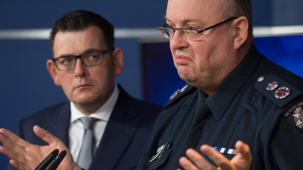 Victorian Premier Daniel Andrews, pictured with Chief Commissioner Graham Ashton in June, says concerns about civil liberties are a "luxury".