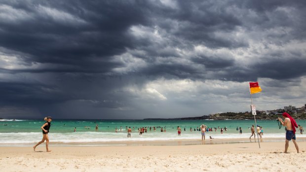 Storm clouds roll in over Bondi Beach