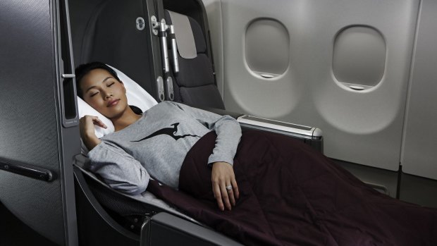 Qantas business class seat.