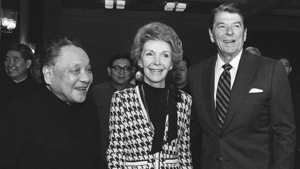 Chinese leader Deng Xiaoping with Nancy and Ronald Reagan in Beijing in 1984.