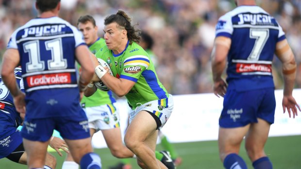Charlie Gubb in his first game for Canberra. Photo: NRL Imagery