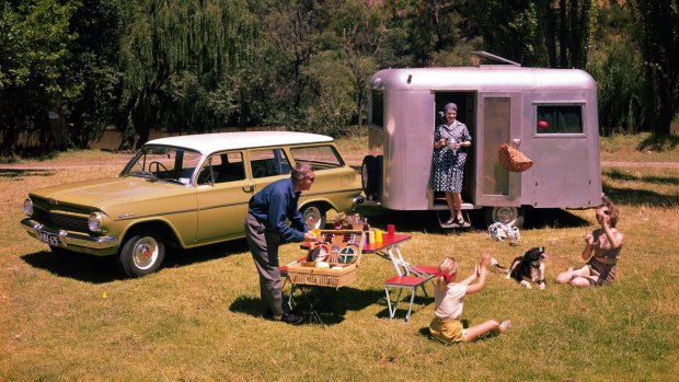 A family outing with the Holden EJ (1962-1963).
