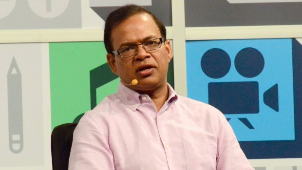 Amit Singhal speaks onstage at the Andy Rubin conversation with Guy Kawasaki during the 2013 SXSW Music, Film + Interactive Festival.