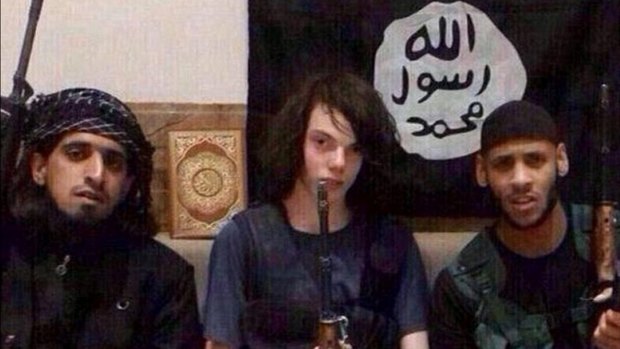 Unconfirmed reports say Jake Bilardi (centre) took part in a suicide bombing.