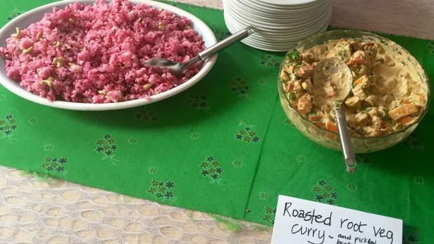 The vegan and gluten-free curry and pickled-beetroot rice by chef Ricky Raw.