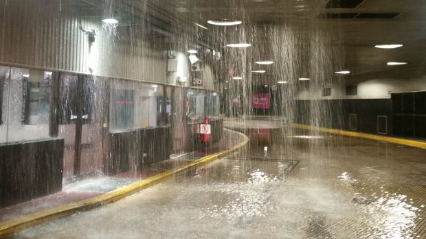 Queen Street bus station was closed due to flooding.