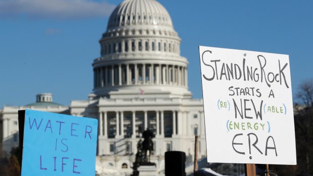 Demonstration against the Dakota Access pipeline in Washington on December 10.