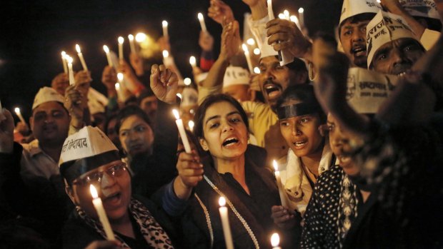 Public unhappy: A candlelight vigil in protest against the rape of the female passenger.