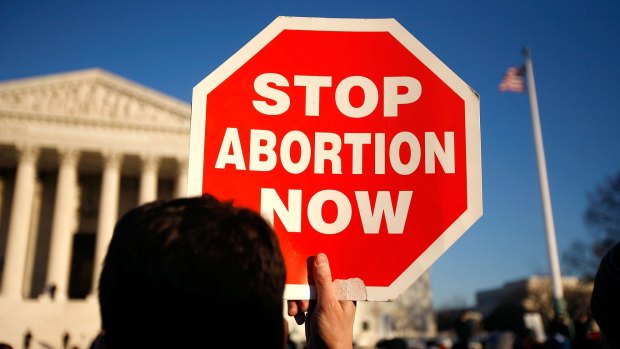 File image of anti-abortion activists outside the US Supreme Court.