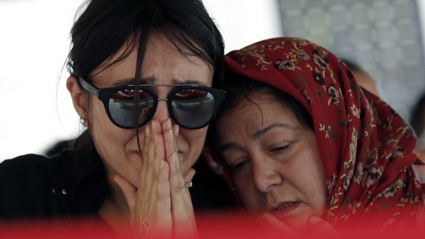 Mourners at the funeral of Gulsen Bahadir, 28, a Turkish Airlines flight attendant killed in the attack.