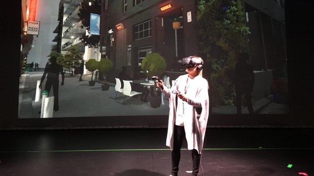 A virtual reality demonstration  at City of Melbourne Knowledge Week.