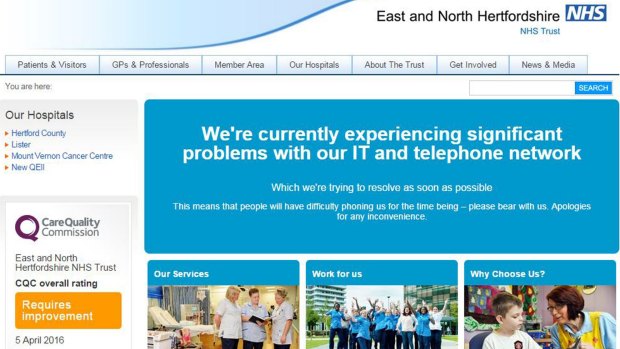The East and North Hertfordshire NHS Trust was among the services targeted.