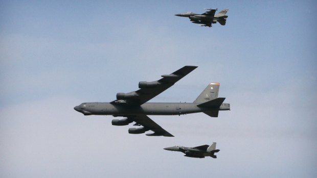 A US Air Force B-52 bomber will take part in a flyover by Vietnam-era aircraft in Canberra on Thursday.